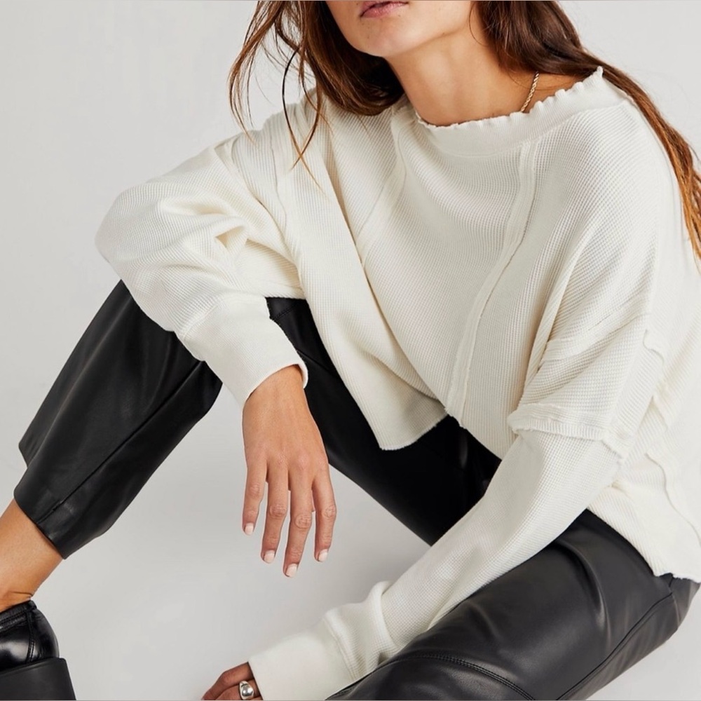 Free People Ellie Thermal - Size Small - Cream/Ivory - Picture 2 of 8
